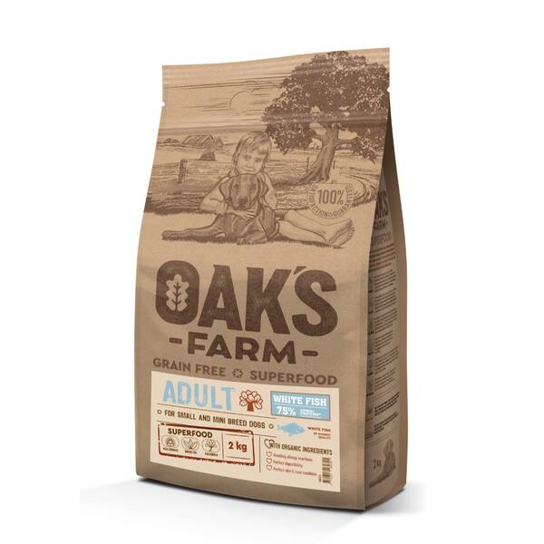 OAKS FARM Dog GF Small Breed Adult White Fish 2kg OAKS FARM Dog GF Small Breed Adult White Fish 2kg