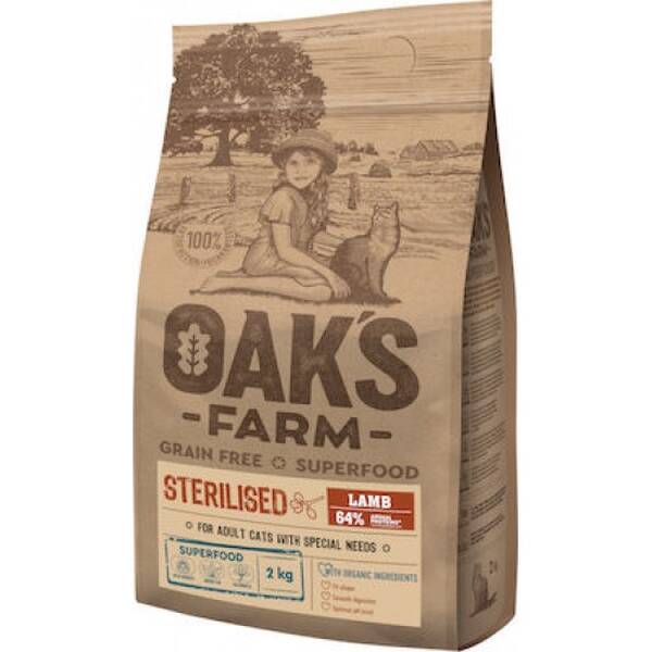 OAKS FARM Cat GF Sterilised Lamb 2kg