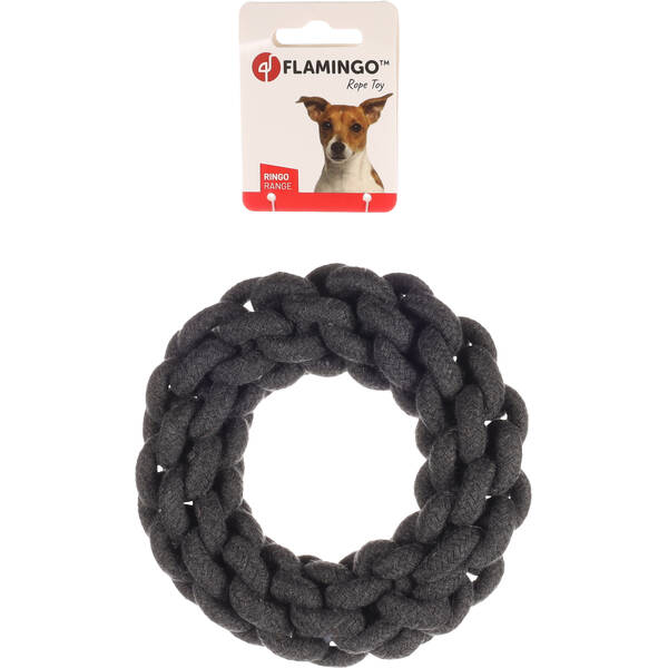 FLAMINGO Dog Toy Cotton Ring Grey 15cm