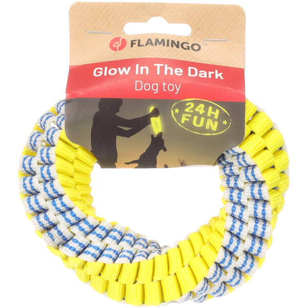 FLAMINGO Dog Toy Toy Glowa Ring Blue & Yellow S 13x13x3,5cm