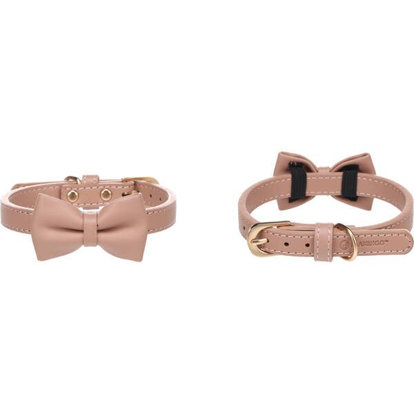 FLAMINGO Collar with bow tie Nela Pink S 29-35cm x 15mm x 4mm