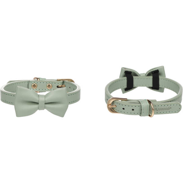 FLAMINGO Collar with bow tie Nela Mint green Medium 36-44cm x 20mm x 4mm