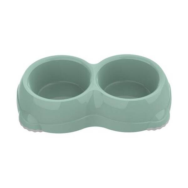 MODERNA Διπλό Πλαστικό Μπολ με Αντιολισθητική Βάση Πράσινο 2x645ml