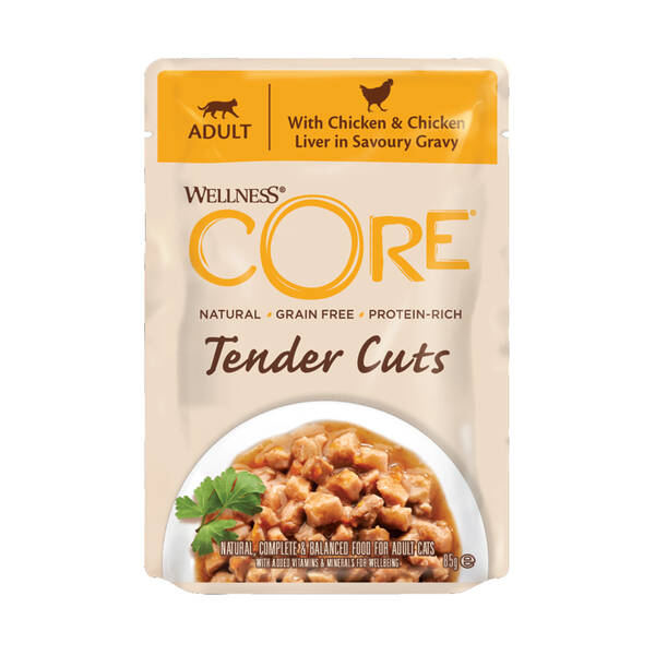 CORE Tender Cuts Fillets Chicken&Chicken Liver In Sauce 85gr