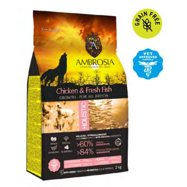 AMBROSIA GF  Dog Puppy Regular Chicken&Fish 2kg AMBROSIA GF  Dog Puppy Regular Chicken&Fish 2kg