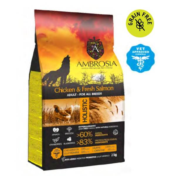 AMBROSIA GF Dog Adult Chicken&Salmon 2kg AMBROSIA GF Dog Adult Chicken&Salmon 2kg