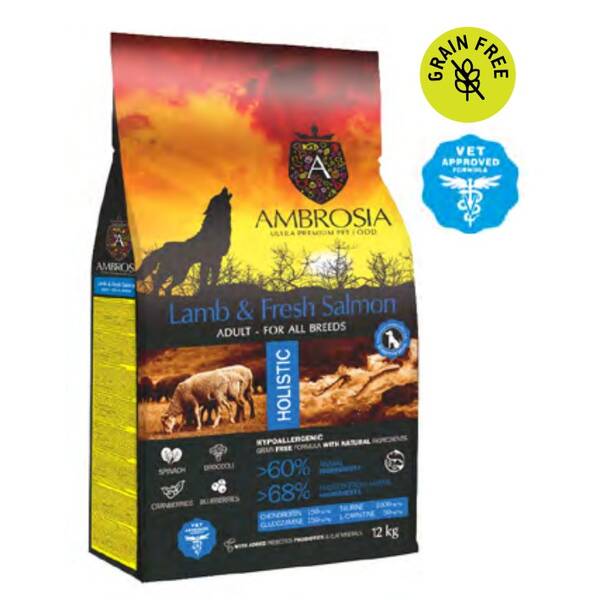 AMBROSIA GF Dog Adult Lamb&Salmon 2kg AMBROSIA GF Dog Adult Lamb&Salmon 2kg