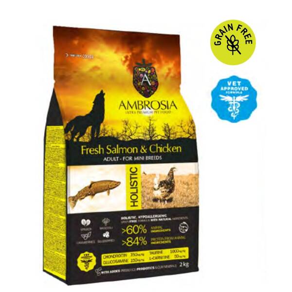 AMBROSIA GF Dog Adult Mini Chicken&Salmon 2kg