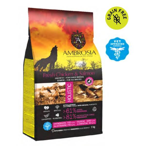 AMBROSIA GF Dog Puppy Large Chicken&Salmon 2kg AMBROSIA GF Dog Puppy Large Chicken&Salmon 2kg