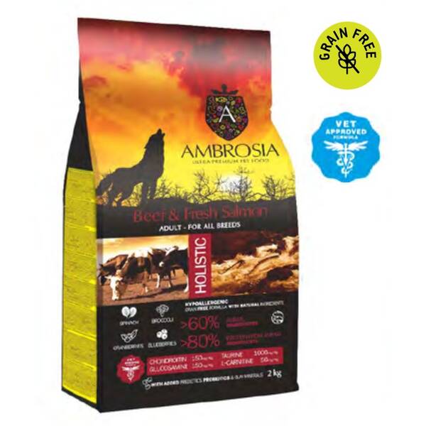 AMBROSIA GF Dog Adult Beef&Fresh Salmon 2kg AMBROSIA GF Dog Adult Beef&Fresh Salmon 2kg