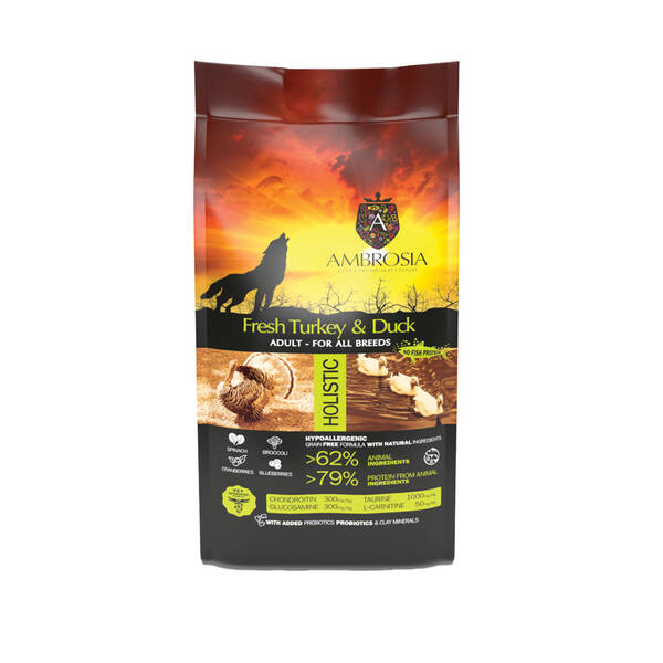 AMBROSIA GF Dog Adult Fresh Turkey & Duck 2kg AMBROSIA GF Dog Adult Fresh Turkey & Duck 2kg