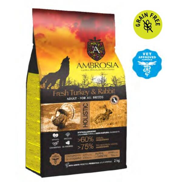 AMBROSIA GF Dog Adult Sensitive Fresh Turkey&Rabbit 2kg AMBROSIA GF Dog Adult Sensitive Fresh Turkey&Rabbit 2kg