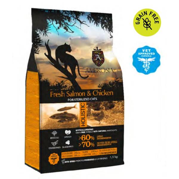 AMBROSIA GF Cat Adult Sterilized Fresh Salmon&Chicken 1.5kg AMBROSIA GF Cat Adult Sterilized Fresh Salmon&Chicken 1.5kg