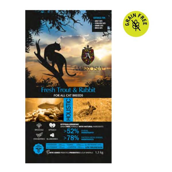 AMBROSIA GF Cat Adult Sterilized Fresh Trout&Rabbit 1.5kg AMBROSIA GF Cat Adult Sterilized Fresh Trout&Rabbit 1.5kg