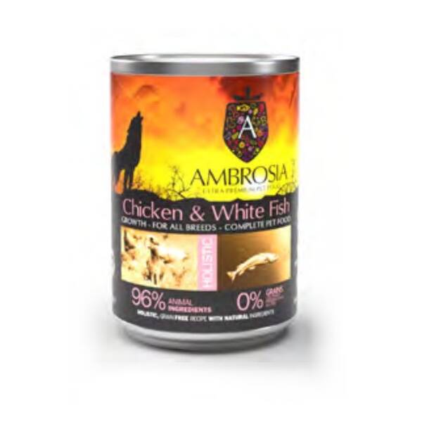 AMBROSIA GF Dog Puppy Chicken&White Fish 400gr AMBROSIA GF Dog Puppy Chicken&White Fish 400gr