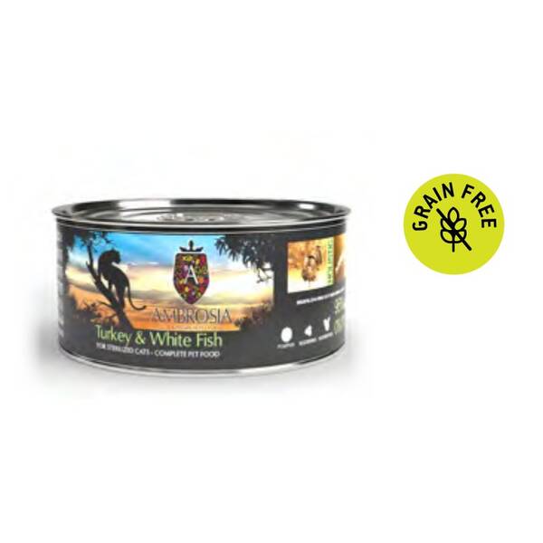 AMBROSIA GF Cat Sterilised&Light Turkey&White Fish 150gr AMBROSIA GF Cat Sterilised&Light Turkey&White Fish 150gr