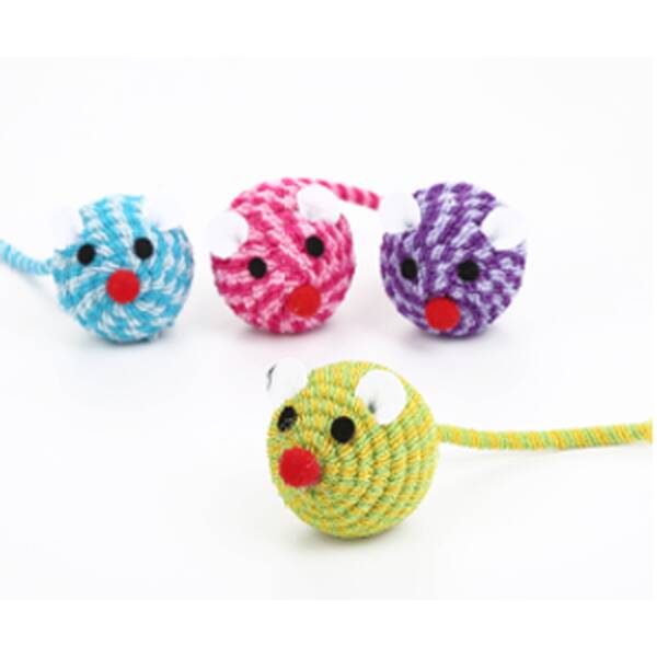 Παιχνίδι Γάτας Ποντίκια Πολύχρομα Σχοινένια 6τμχ