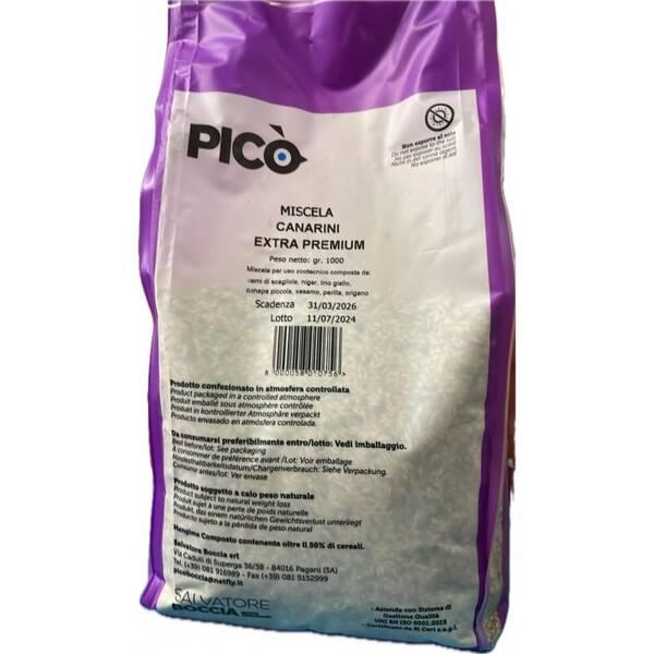 PICO Extra Premium Canarini - Μείγμα για καναρίνια χρώματος & ποζιτούρας 1kg