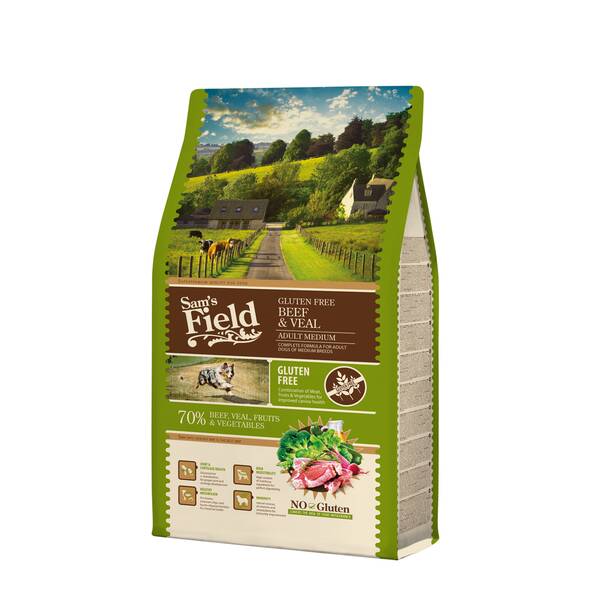 SAM'S FIELD Gluten Free Dog Adult Medium Beef&Veal 2.5kg SAM'S FIELD Gluten Free Dog Adult Medium Beef&Veal 2.5kg