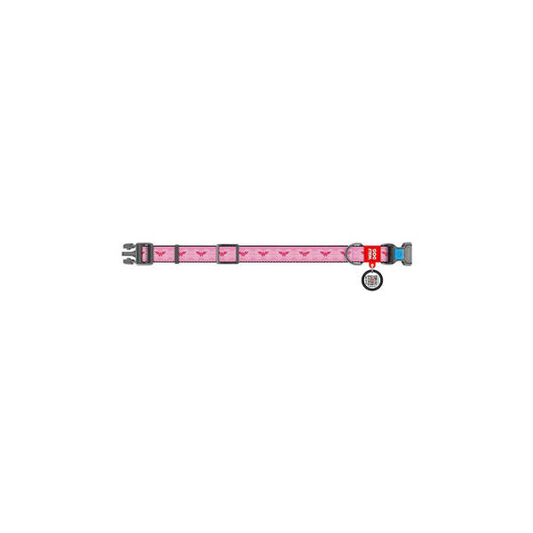 WAUDOG Nylon Dog Collar Wonder Woman Pink 20mm 24-40cm