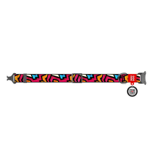 WAUDOG Naylon Dog Collar QR Passport ''Graffiti'' L - 25mm X 31-49cm (5117)