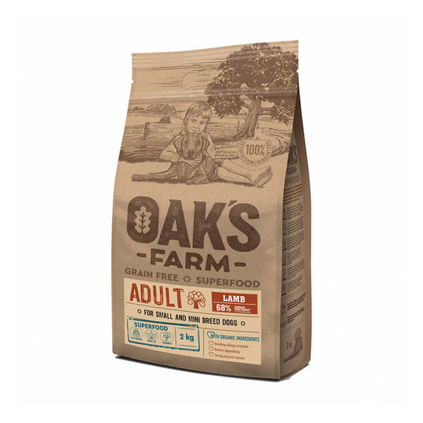 OAKS FARM Dog GF Small Breed Adult Lamb 2kg OAKS FARM Dog GF Small Breed Adult Lamb 2kg