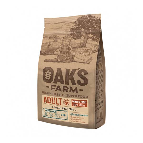 OAKS FARM Dog GF All Breed Adult White Fish 2kg OAKS FARM Dog GF All Breed Adult White Fish 2kg