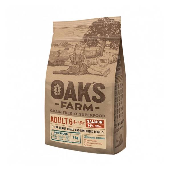 OAKS FARM Dog GF Small Breed Adult 6+ Salmon 2kg OAKS FARM Dog GF Small Breed Adult 6+ Salmon 2kg
