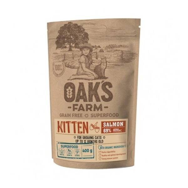 OAKS FARM Cat GF Kitten Salmon 400gr OAKS FARM Cat GF Kitten Salmon 400gr