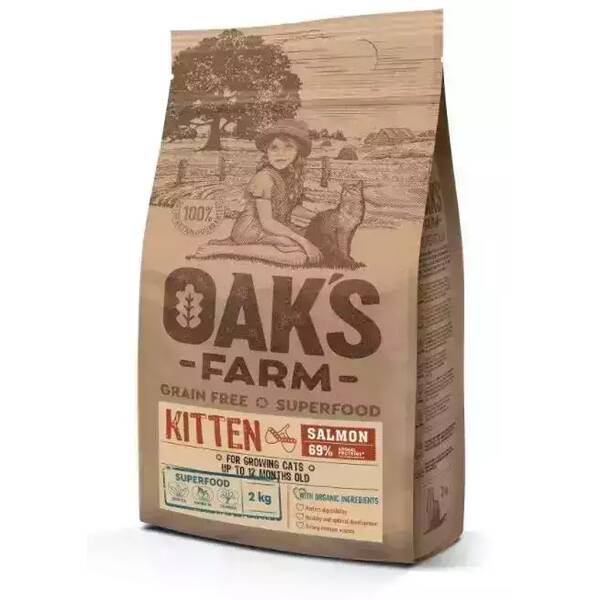 OAKS FARM Cat GF Kitten Salmon 2kg OAKS FARM Cat GF Kitten Salmon 2kg