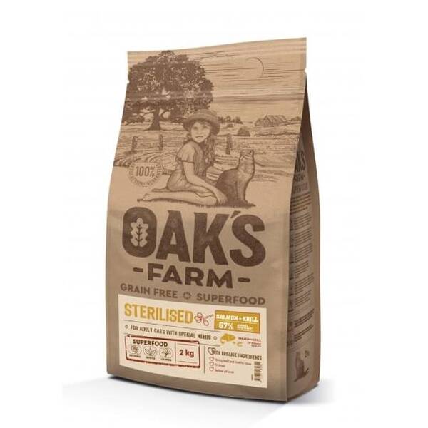 OAKS FARM Cat GF Sterilised Salmon&Krill 2kg OAKS FARM Cat GF Sterilised Salmon&Krill 2kg