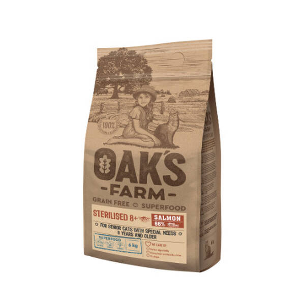 OAKS FARM Cat GF Sterilised 8+ Salmon 2kg OAKS FARM Cat GF Sterilised 8+ Salmon 2kg
