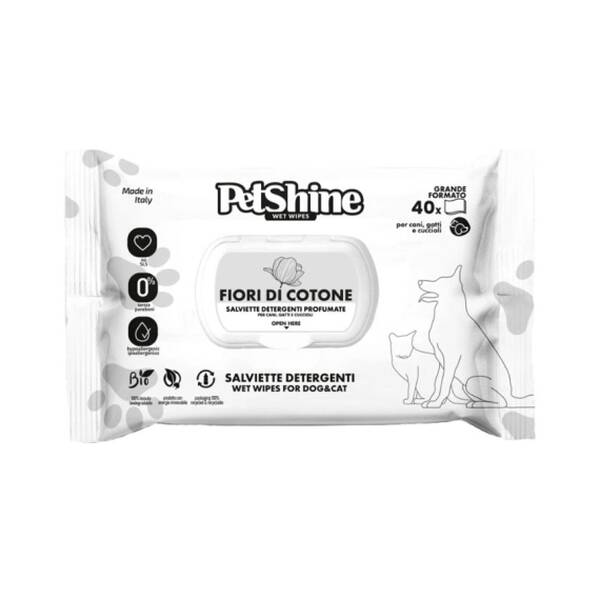 PETSHINE Υγρά Μαντηλάκια Καθαρισμού Cotton Flowers 40τμχ