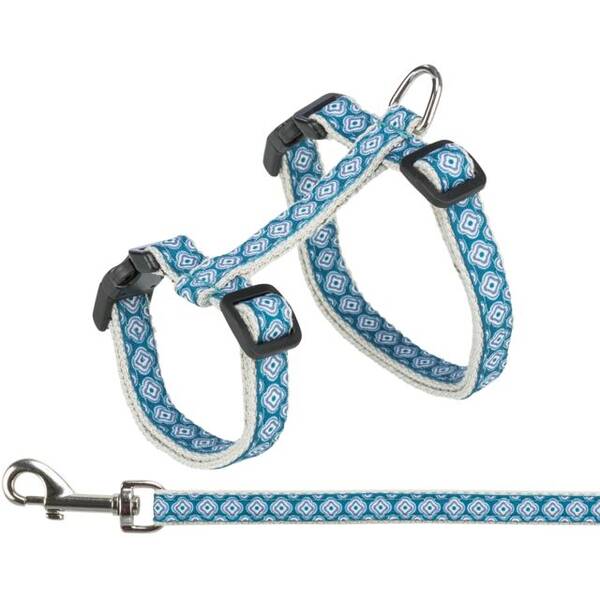 TRIXIE Σαμάρι & Οδηγός Γάτας 27-45cm/13mm 1.20m ΓΚΡΙ/ΜΠΛΕ
