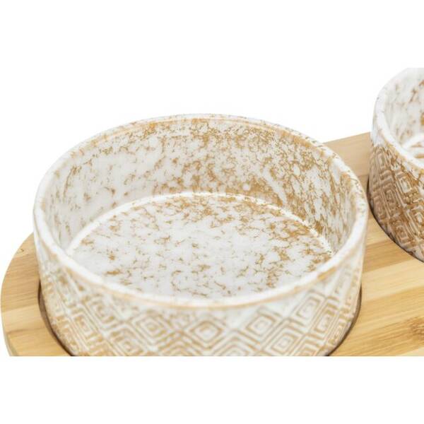 TRIXIE Σετ Πιάτων Κεραμικά/Bamboo 2 x 0.8L 16cm/ 39x6x20cm Άσπρο/Εκρού