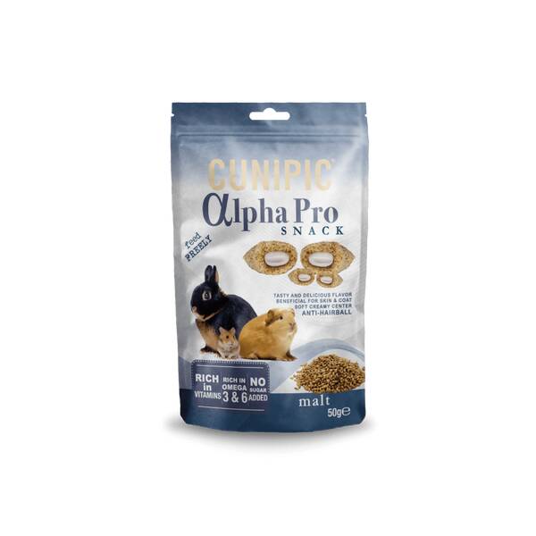 CUNIPIC Alpha Pro Malt Snack - Λιχουδιά τρωκτικών και κουνελιών κατά της τριχόμπαλας - 50gr