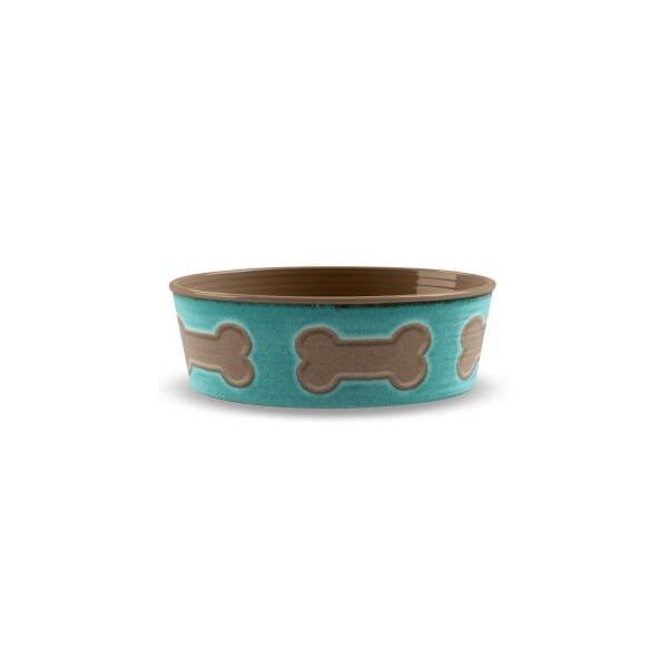 TARHONG Pet Bowl Bone Emboss Teal/L 1893ml
