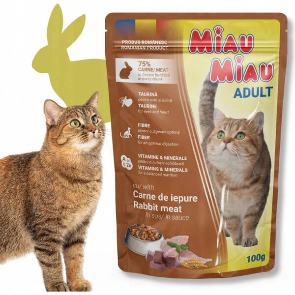 MIAU MIAU Wet Food Pouch Rabbit In Gravy 100g