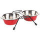 FLAMINGO Twin Feeder Set+Stand Arjun Red/Black 200ml