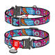 WAUDOG Naylon Dog Collar QR Passport ''Summer'' Metal Fastex L  25mm X 31-49cm (5169)